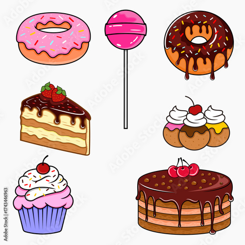 design set collection cake and bakery