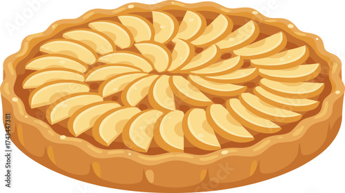 Colorful Delicious Apple Pie Dessert Pastry Illustration for Celebration