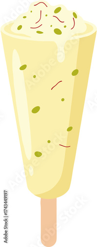 Cartoon Style Delicious Kulfi Indian Ice Cream Sweet Food Illustration