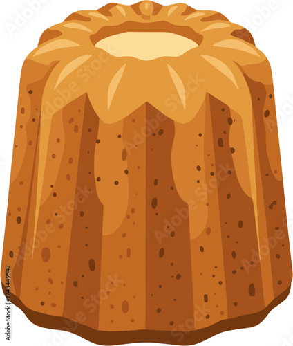 Detailed Flat Illustration of a Bundt Cake Dessert Pastry Food