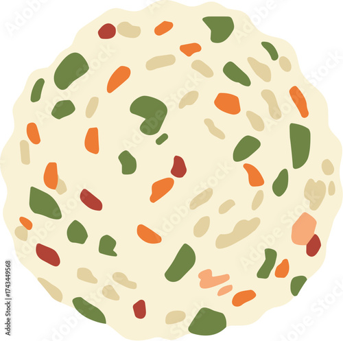 Flat Design Illustration of a Rice Cracker Snack Food Element