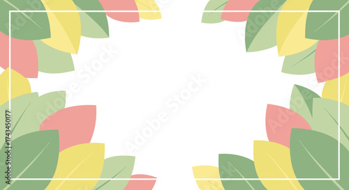 Softly Falling Pastel Leaves Bordering a White Space.