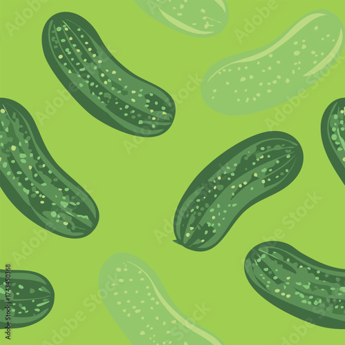 Vector seamless pickles tasty cucumber textile fabric wrapping print	
