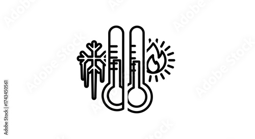 Thermometer showing hot and cold temperature isolated on white background