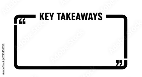 Key takeaways text box isolated on white background for important points