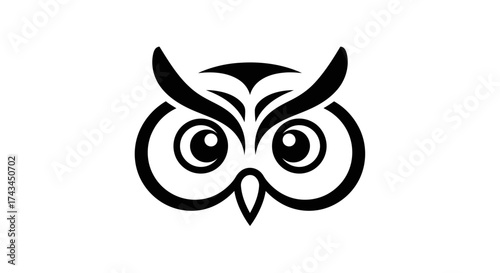 Line art illustration of an owl isolated on white background