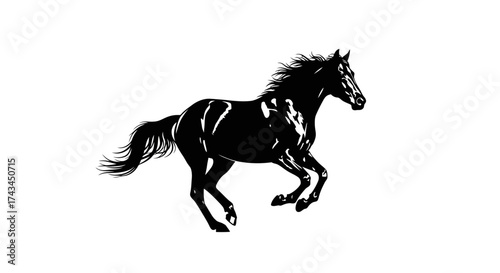 Black horse running isolated on white background vector illustration design