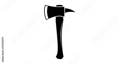 Firefighter axe isolated on white background vector illustration in black and white