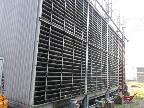 Obraz na płótnie cooling tower machine unit supporting air handling unit