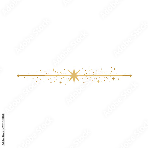 Golden star page separator design with sparkling elements and festive style