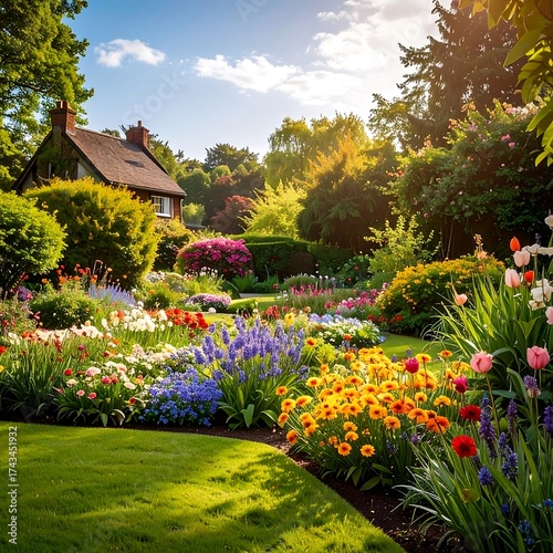 Wallpaper Mural Beautiful garden scene Torontodigital.ca