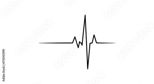 Simple electrocardiogram line representing a healthy heartbeat on a clean white background.