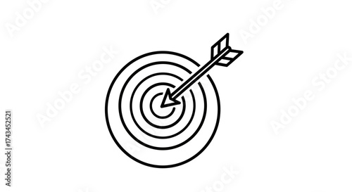 A precise arrow hitting the bullseye on a target, symbolizing success and achievement