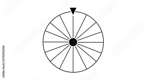 Spinning wheel with a pointer indicating a choice or decision