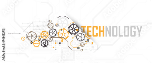 Abstract technology background. Cogwheels theme. Vector illustration