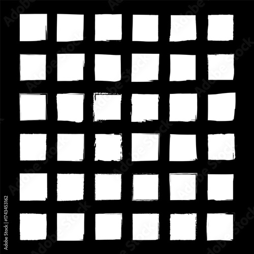 Square geometric pattern. Repeating block shape. Black white surface. Vector tiled element.
