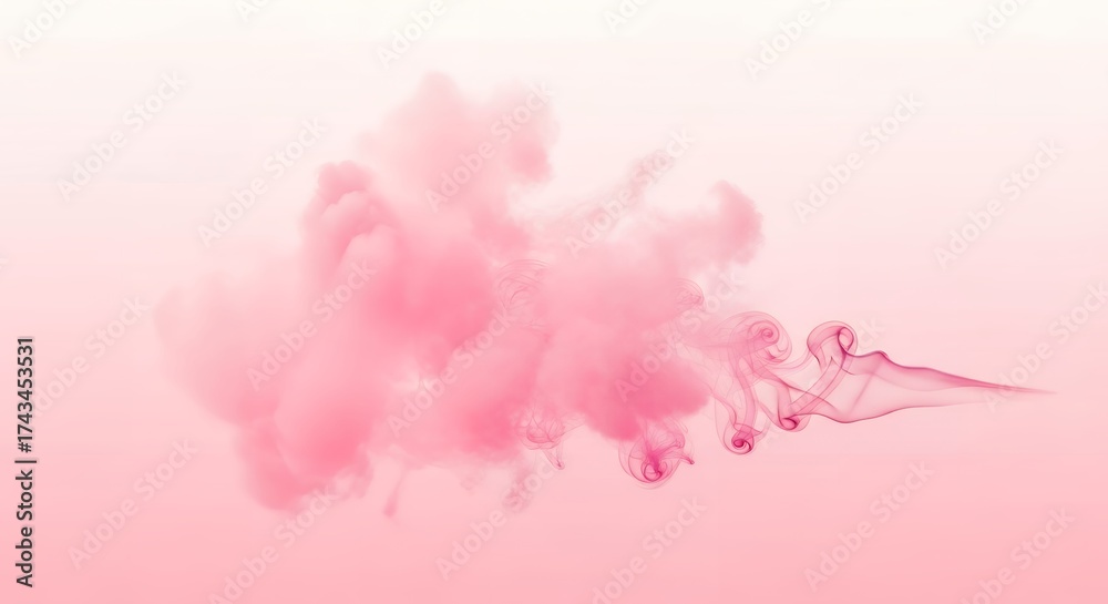 Fototapeta premium Abstract Pink Smoke or Ink Cloud Flowing on a Gradient Pink Background