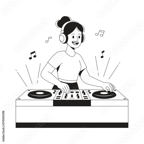 DJ Mixing vector Illustration 