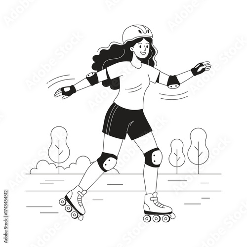 Roller Skating  vector Illustration 