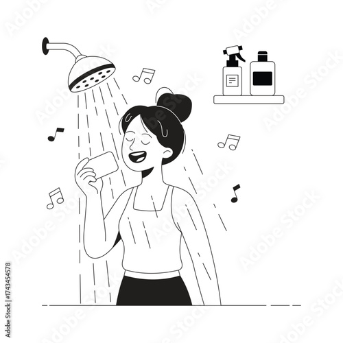 Shower Singing vector Illustration 
