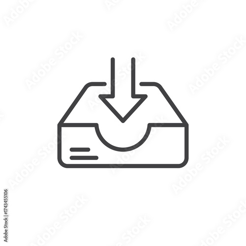 Inbox tray line icon