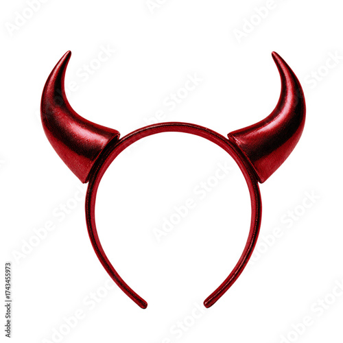 Red Devil Horns Headband isolated on transparent background