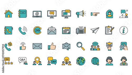 Vector art of collection of communication and business icons