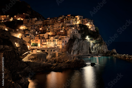 a boat is in the water near a cliff