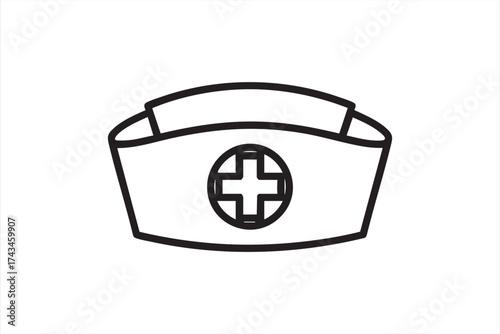 Modern outline nurse hat icon for medical, clinic, and staff visuals