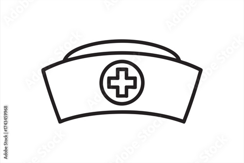 Minimal nurse hat line icon for healthcare, hospital, and clinic design use