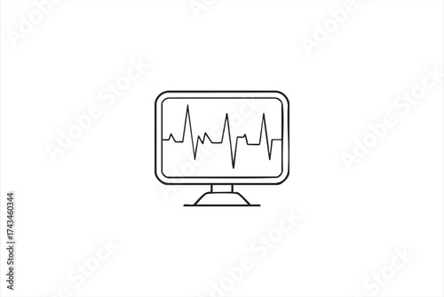 Minimal ECG monitor vector icon showing heartbeat and cardiology concept