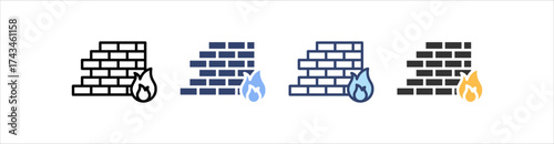 Firewall Icon Set Multiple Style Collection
