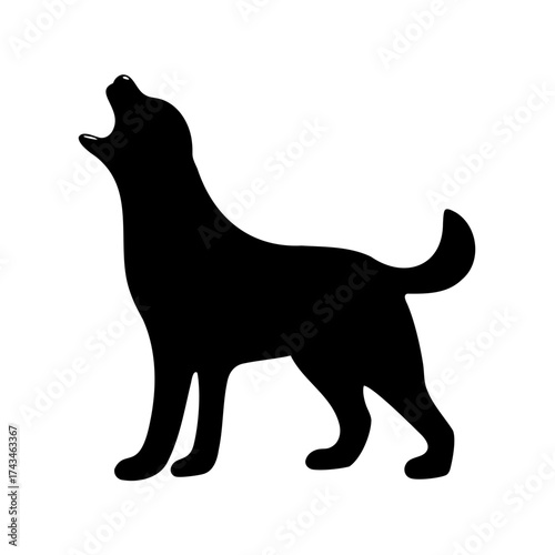 Silhouette of a howling dog vector illustration with expressive posture