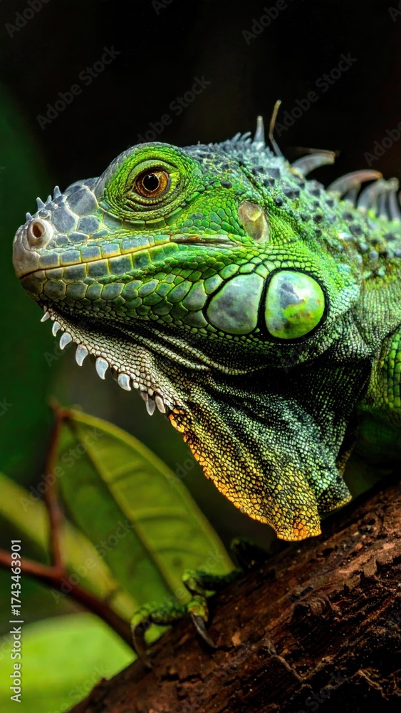 Fototapeta premium Green Iguana beautiful high-resolution image with vibrant colors and clarity.
