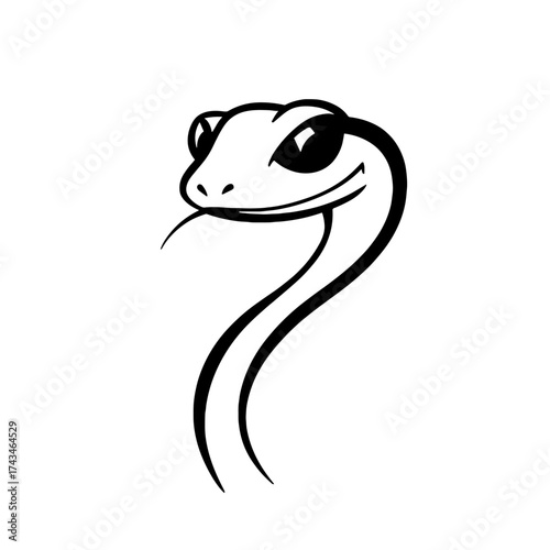 Python. Python simple black and white line art vector logo