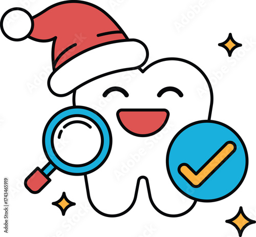 A tooth with a hat on it and a smile