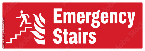 OSHA-ANSI fire prevention safety signs sentence case text_emergency stairs_landscape size 1/2 a4,a3,a2,a1	 
