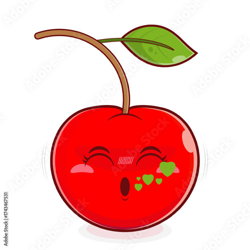 cherry whistling love face cartoon cute