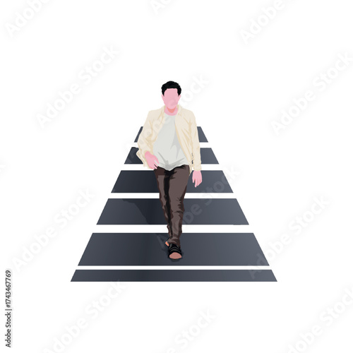 a man crossing the road without a background