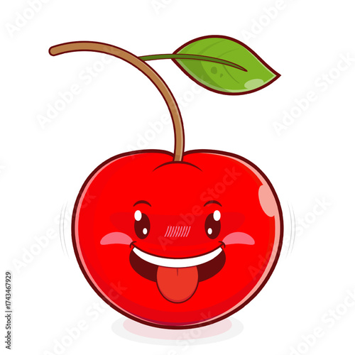 cherry playful face cartoon cute