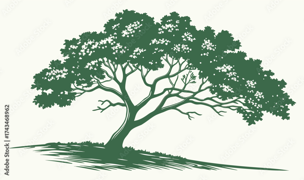 Obraz premium 3D Tree Icon – Isometric Realistic Design with Soft Shadows and Leaf Textures