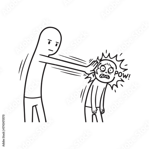 Person slapping another in the face, popular internet meme comic template, black and white line art illustration.
