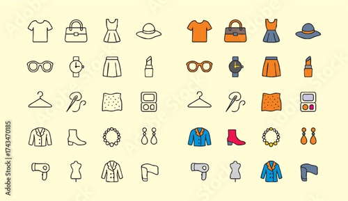 Fashion Line Icons Set ? Clot...
