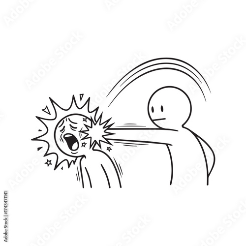 Person slapping another in the face, popular internet meme comic template, black and white line art illustration.
