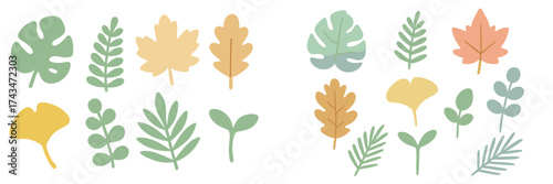 Colorful leaves in various shapes and sizes illustrate the beauty of nature in a simple yet artistic design