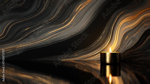 Gold Candle Marble Flow