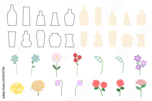 花瓶と花　バリエーションセット