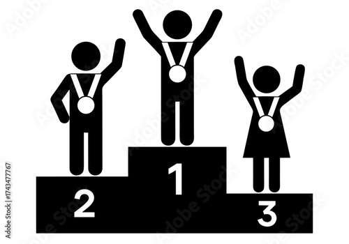 Winners Podium with Medals for First, Second, and Third Place - A Symbol of Achievement and Competition