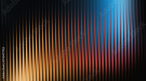 Φωτογραφία Illustration of abstract ribbed glass texture with warm orange and cool blue gra
