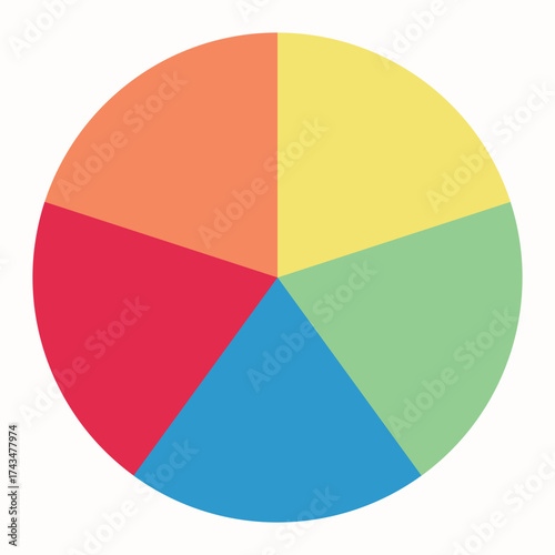 Circle division infographic icon set. Pie chart divided 4,5,6 equal parts. Color pizza or donut round diagram. Infographic wheel segment and fraction. Vector illustration isolated on white background.